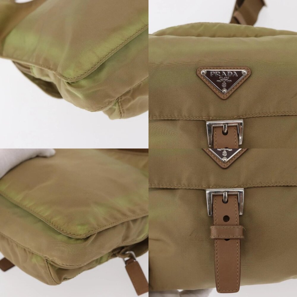 PRADA Shoulder Bag Nylon Beige Silver Auth ki6222 - Picture 13 of 15